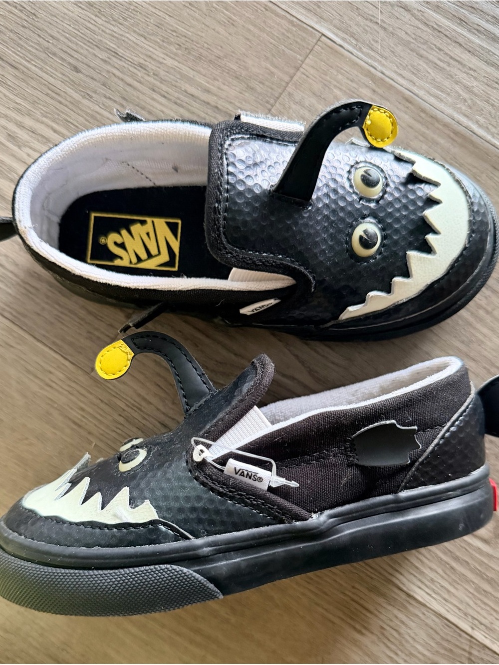 Vans Kids Black Monster Slip-On Sneakers with Yellow Accents